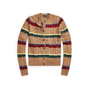 Ralph Lauren Women's Tan Multicolor Striped Cardigan